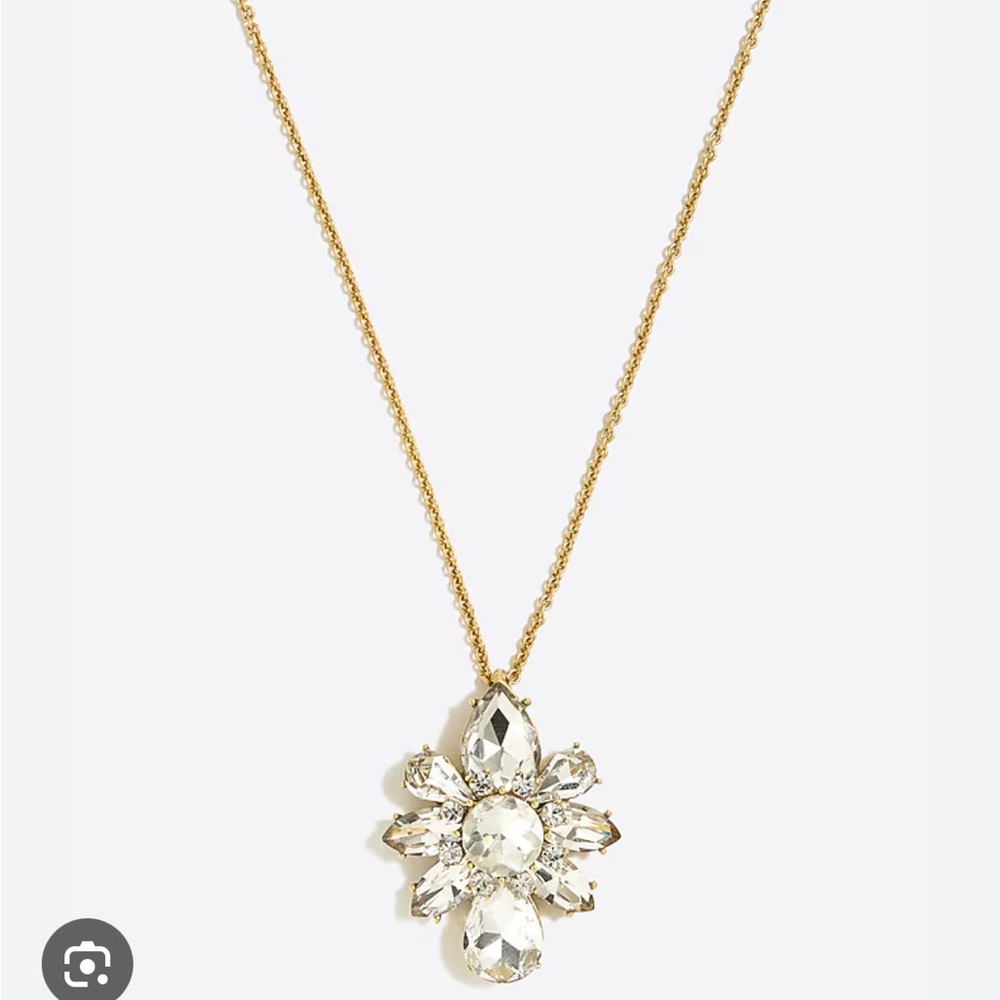 Jcrew Crystal Flower Long Pendant Necklace GUC